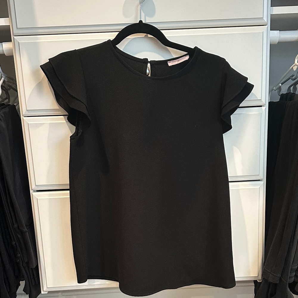 Ces Femme Black Ruffle Sleeve Blouse